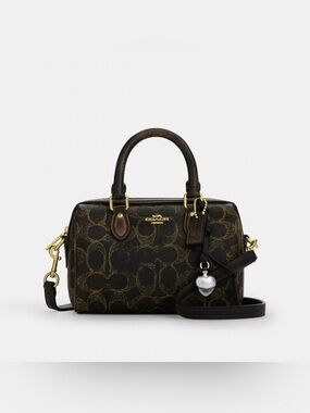 New Coach Outlet Mini Rowan Crossbody Bag In Loved Signature Canvas With Charms